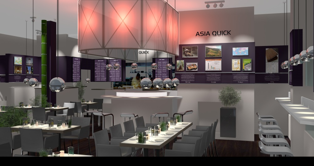 RESTAURANT ASIA QUICK HAMBURG | MODERNISIERUNG Visualisierung Innenraumperspektive: Konzept, Entwurf und Planung